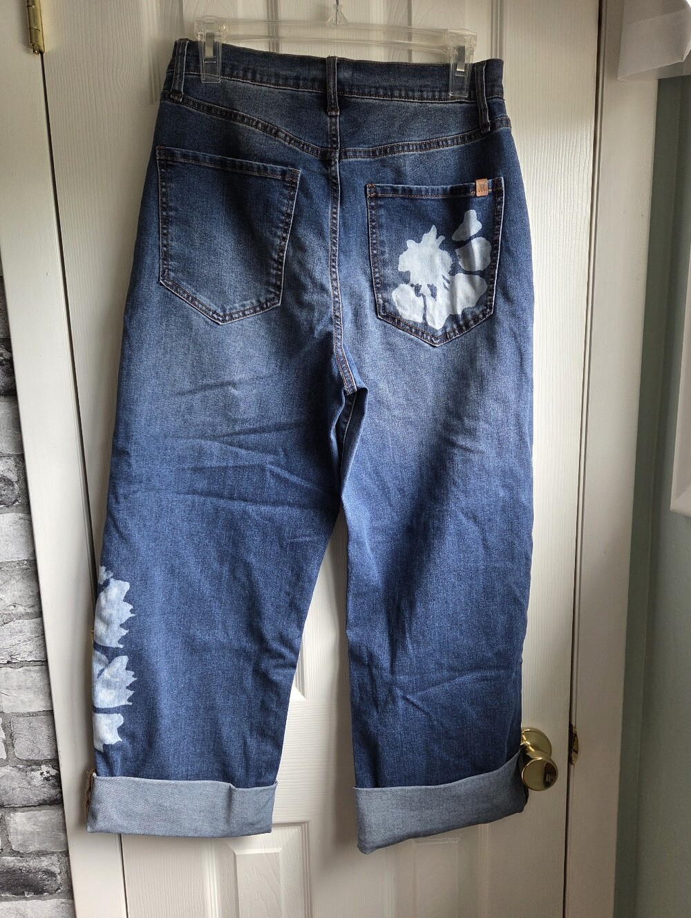 Jessica Simpson Blue Wide-Leg Floral Tie-Dye Jeans - Picture 5 of 8